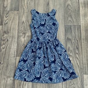 Navy paisley low back dress